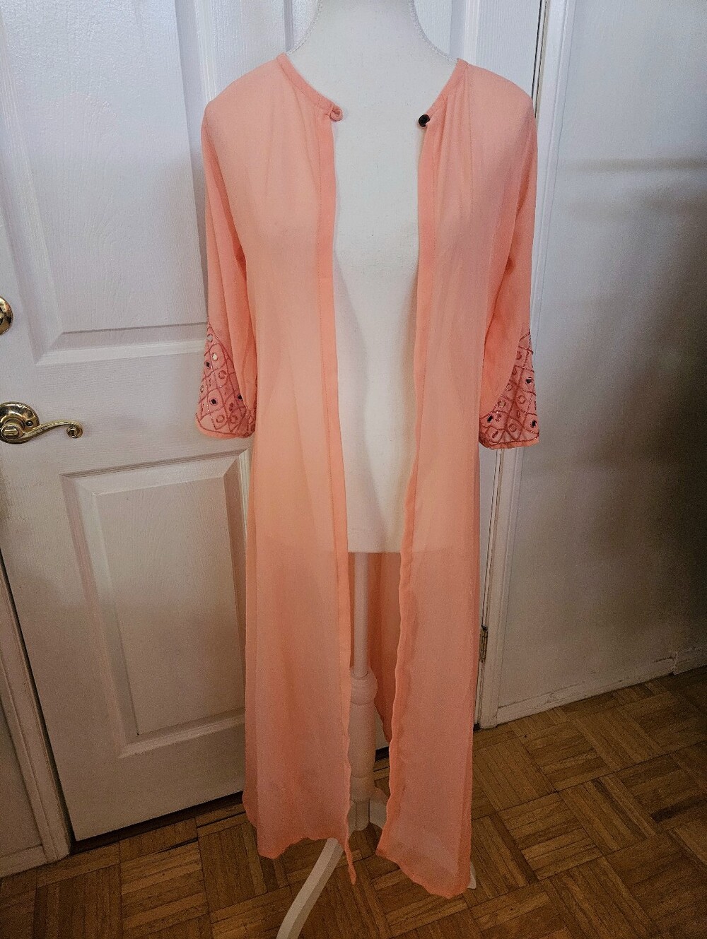 OOAK Dolls Kill Disco Lemonade Festival Pink Sheer Mirror Kimono Robe Coverup